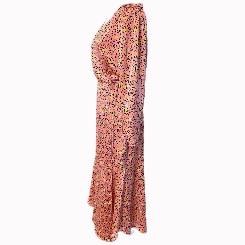 Leith Long Sleeve Cheetah Print Wrap Dress Sz S - Picture 2 of 9